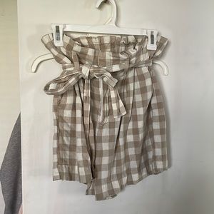 Plaid summer high waisted tie front shorts